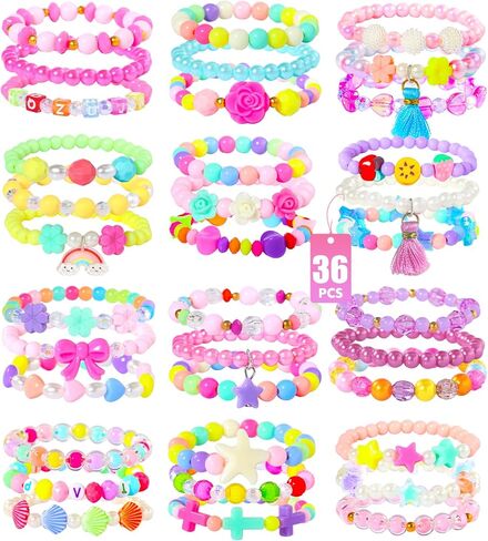 PinkSheep Bracelets for Girls Jewelry: 36 Pcs Kids Bracelets in Kuwait