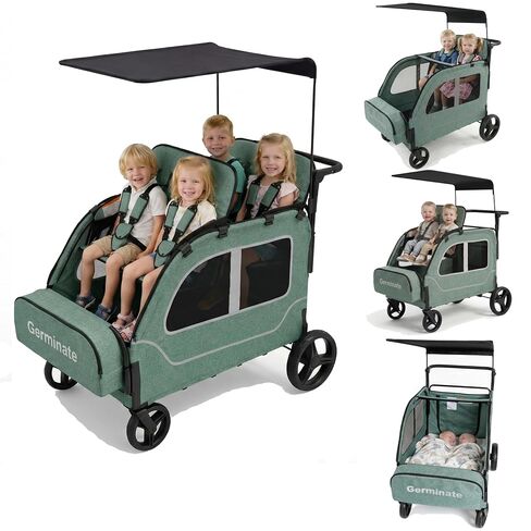 4 Seater Wagon Stroller, Triple Stroller for 2 3 Kids Toddler in Kuwait