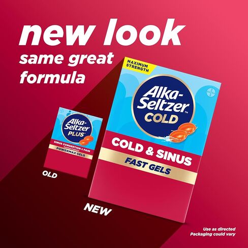 Alka-Seltzer Plus Maximum Strength PowerMax Sinus Congestion and Pain Liquid Gels - Sinus Congestion / Pressure and Pain Relief for Adults and Children 12 Years and Older, 24 Count in Saudi Arabia