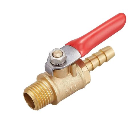 Litorange 2 PCS Brass Water Mini Ball Valve Shut Off Switch, 1/4" NPT Male Thread x 3/8 INCH Hose Barb Pipe Tubing Fitting Coupler, 180 Degree Operation Handle in Kuwait