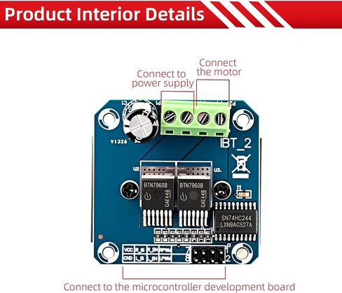 3PCS 43A DC Motor Driver IBT-2 BTS7960 5.5V-27V H-Bridge PWM Speed Controller with Heat Sink for Arduino Robotics & Smart Cars in Kuwait