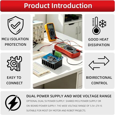 3PCS 43A DC Motor Driver IBT-2 BTS7960 5.5V-27V H-Bridge PWM Speed Controller with Heat Sink for Arduino Robotics & Smart Cars in Kuwait