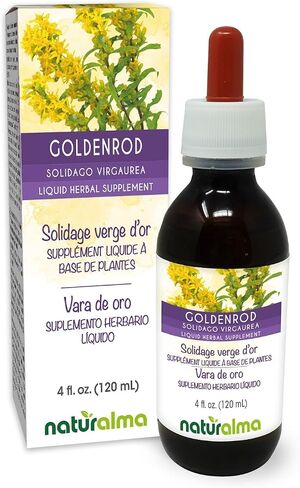 عشبة Goldenrod (Solidago virgaurea) مع صبغة الزهور الخالية من الكحول Naturalma | 4 أونصة سائلة من المستخلص في قطرات | مكمل عشبي | نباتي | منتج إيطاليا in Kuwait