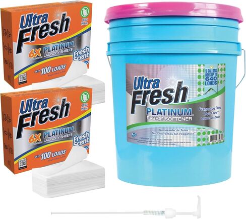 Ultra Fresh Platinum Tropical Escape Fabric Softener, HE, Concentrated: Does up to 640 Loads, 5 Gallons (640 oz) in Kuwait