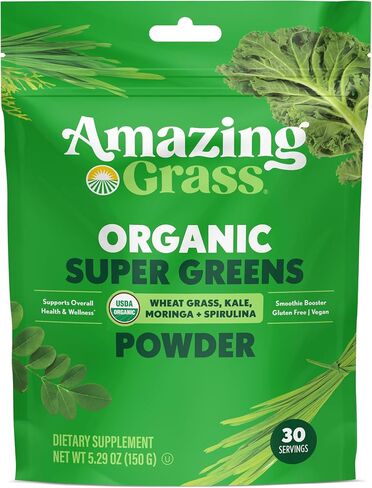 Amazing Grass Super Greens Booster: Greens Powder Smoothie Mix with Spirulina, Moringa, Wheat Grass & Kale Smoothie Booster, Chlorophyll Providing Greens, 30 Servings in Kuwait