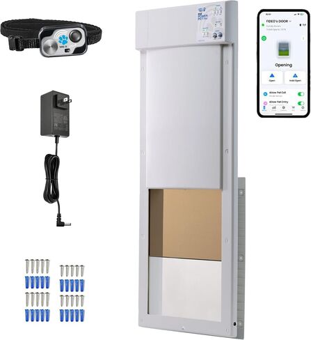 Power Pet Automatic WiFi Pet Door, Large Door Mount, Factory Refurbished by High Tech Pet, Certified, Full Warranty, Pet Operated, Auto Dead-Bolt Lock, Air-Tight, Quick, Quiet, Assembled in USA in Kuwait