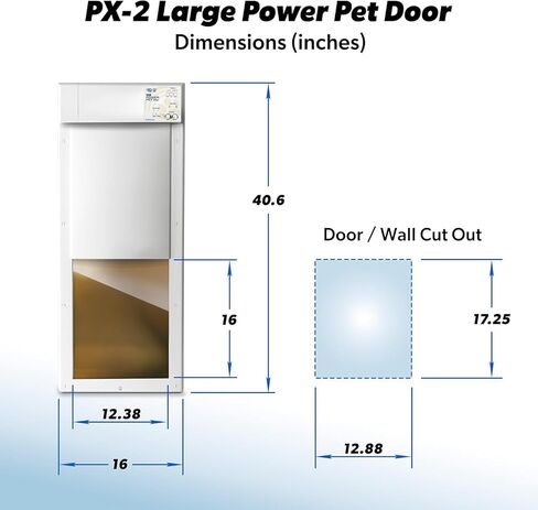 Power Pet Automatic WiFi Pet Door, Large Door Mount, Factory Refurbished by High Tech Pet, Certified, Full Warranty, Pet Operated, Auto Dead-Bolt Lock, Air-Tight, Quick, Quiet, Assembled in USA in Kuwait