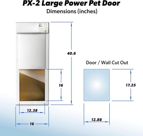 Genuine Power Pet Fully Automatic Pet Door from High Tech Pet Brand. Pet Collar Operated, 4 Way Access, Directional Sensing, Dead Bolt Lock, Air Tight, Quick, Quiet Operation, USA Customer Service in Kuwait