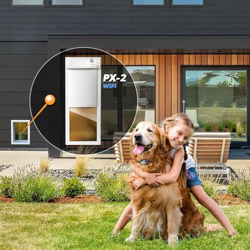 Genuine Power Pet Fully Automatic Pet Door from High Tech Pet Brand. Pet Collar Operated, 4 Way Access, Directional Sensing, Dead Bolt Lock, Air Tight, Quick, Quiet Operation, USA Customer Service in Kuwait