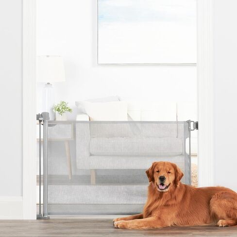 Carlson 27.5-50" Extra Wide Expandable Dog Gate with Small Pet Door, Mesh Pet Gate for Doorways, Hallways & Bottom of Stairs, Cat Gate, Gray in Kuwait