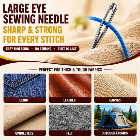 Hand Sewing Needles, 46 Pcs Large Eye Sewing Kit with 6 Sizes in Kuwait