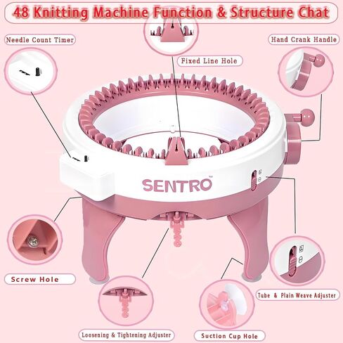PKHOUHYI Sentro 48 Knitting Machine, 48 Needles Knitting Machine with Row Counter Automatic Circular Weaving Spinning Knitting Loom Machine Kit for Adults & Beginners for Scarves,Sweater,Hats in Kuwait
