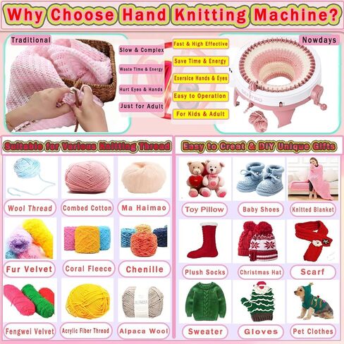 PKHOUHYI Sentro 48 Knitting Machine, 48 Needles Knitting Machine with Row Counter Automatic Circular Weaving Spinning Knitting Loom Machine Kit for Adults & Beginners for Scarves,Sweater,Hats in Kuwait