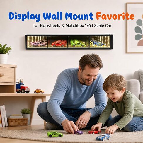 1/64 Diecast Toy Car Display Case Garage Wall for 4-Slot with LED Lights in Kuwait