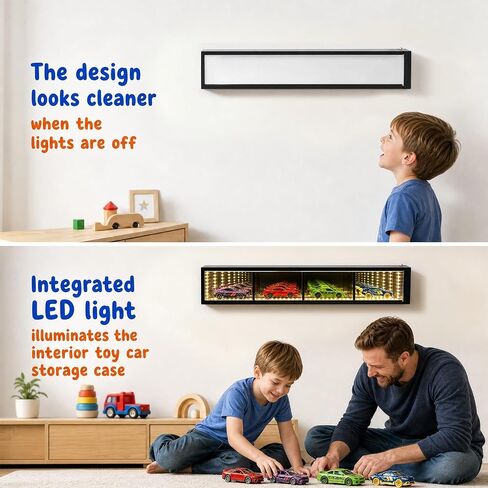1/64 Diecast Toy Car Display Case Garage Wall for 4-Slot with LED Lights in Kuwait