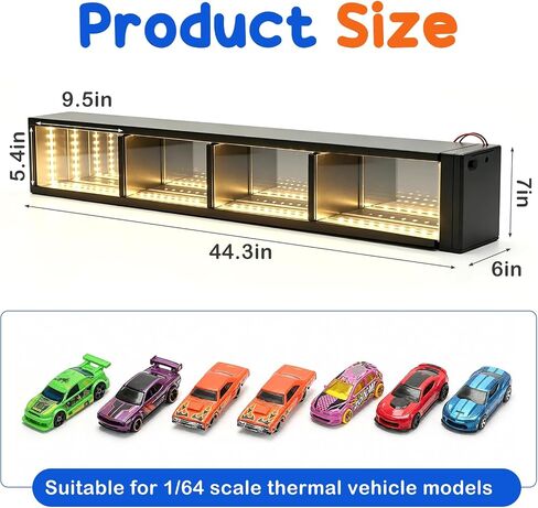 1/64 Diecast Toy Car Display Case Garage Wall for 4-Slot with LED Lights in Kuwait