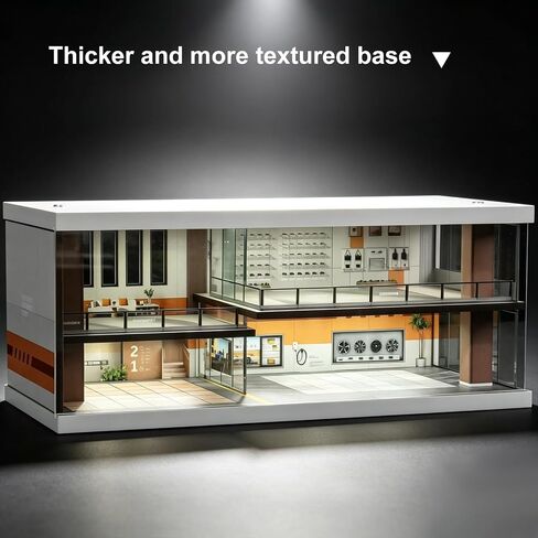 1/64-scale car Garage Diorama Featuring LED Lighting, Sliding Acrylic Doors, and a Two-Tier Display case—Perfect for showcasing die-cast Model Cars, Hot Wheels, and Mini GT in Kuwait