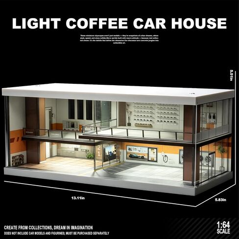 1/64-scale car Garage Diorama Featuring LED Lighting, Sliding Acrylic Doors, and a Two-Tier Display case—Perfect for showcasing die-cast Model Cars, Hot Wheels, and Mini GT in Kuwait