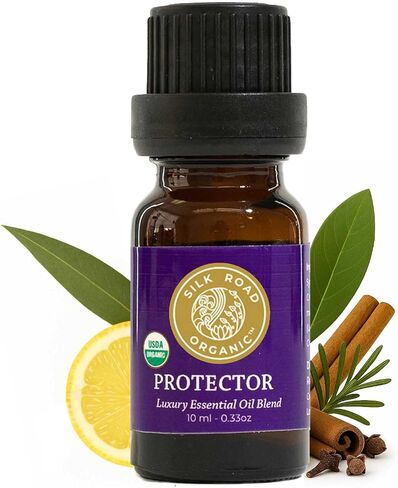 Organic Protector Essential Oil Immunity Blend, Based on Thieves Oil Legend, 100% Pure USDA Certified Health Shield Aromatherapy - 10 ml Dropper by Silk Road Organic - Always Pure, Always Organic in Kuwait