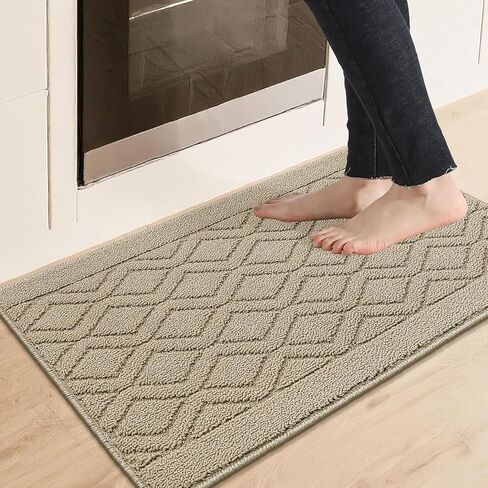 سجادة مطبخ COZY HOMEER مقاس 48 × 20 بوصة/30 × 20 بوصة مصنوعة من مادة البولي بروبيلين بنسبة 100% قطعتين سجادة مطبخ ناعمة متخصصة في مقاومة الانزلاق وقابلة للغسل في الغسالة (رمادي) in Kuwait