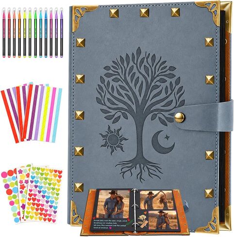 Scrapbook Album Kit with 60 Black Writable Pages, 12 Pastel Pens & Stickers in Kuwait