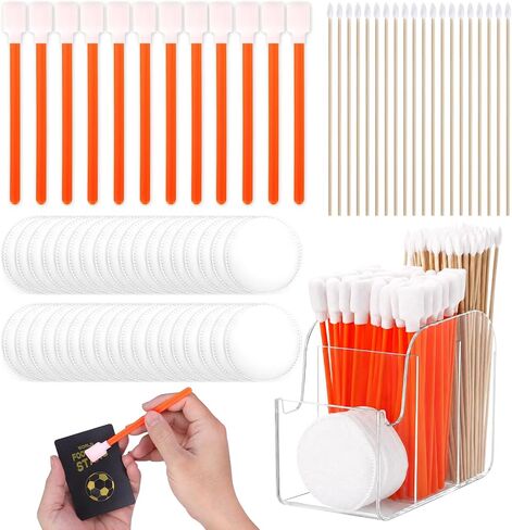 HKSZEH 200 Pcs Card Cleaning Kit Trading Cards Repair Kit Includes Foam Swab Pointed Cotton Swab Cotton Disc with Storage Box Card Restoration Supplies for Collectors Graded Sports Trading Cards in Saudi Arabia