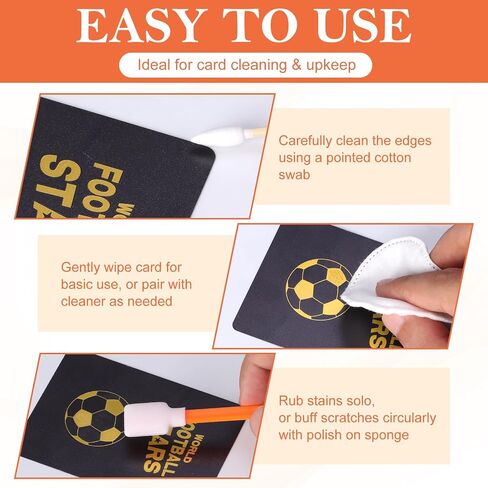 HKSZEH 200 Pcs Card Cleaning Kit Trading Cards Repair Kit Includes Foam Swab Pointed Cotton Swab Cotton Disc with Storage Box Card Restoration Supplies for Collectors Graded Sports Trading Cards in Saudi Arabia