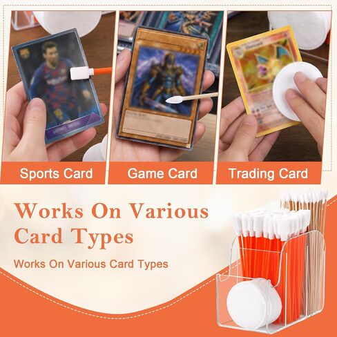 HKSZEH 200 Pcs Card Cleaning Kit Trading Cards Repair Kit Includes Foam Swab Pointed Cotton Swab Cotton Disc with Storage Box Card Restoration Supplies for Collectors Graded Sports Trading Cards in Saudi Arabia