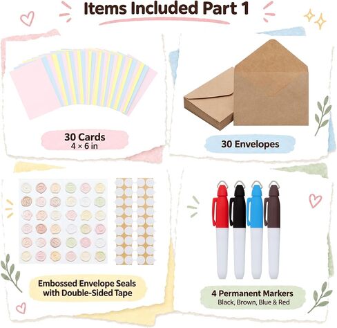 Card Making Kit, Card Making Supplies With 30 Cards, 30 Envelopes, Markers, Embossed Seals, Washi Tapes, Alphabet Stickers, And A Variety Of Decorations, All-In-One DIY Card Making Kit, Card Kits For Card Making, Cute Greeting Card Making Supplies in Saudi Arabia