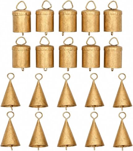 20 Pcs Rustic Vintage Golden Cow Bells & Cone Bells in Kuwait