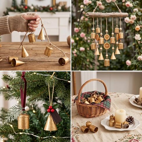 20 Pcs Rustic Vintage Golden Cow Bells & Cone Bells in Kuwait