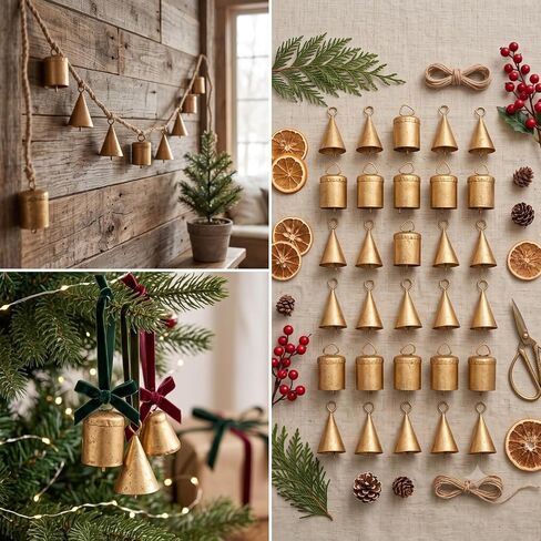 20 Pcs Rustic Vintage Golden Cow Bells & Cone Bells in Kuwait