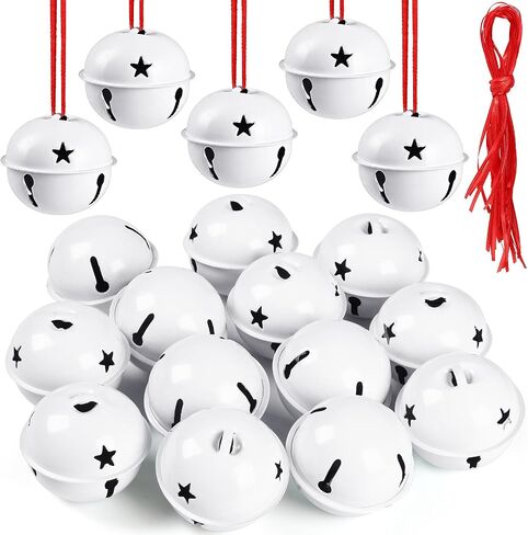 2 Inch Craft Bells Large White Jingle Bells and Red Ribbon, 20PCS in Kuwait