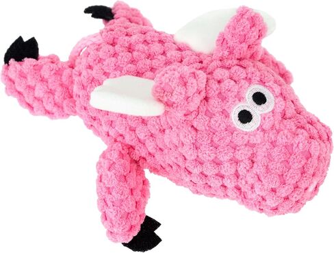 goDog Checkers Fat Rooster Squeaky Plush Dog Toy, Chew Guard Technology - White, Large in Saudi Arabia