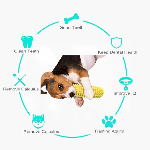 Dog Chew Toys for Aggressive Chewers,Corn Interactive Squeaky Dog Toys for Puppy Medium Breed,Tough Rubber Dental Chew Dog Toys in Kuwait