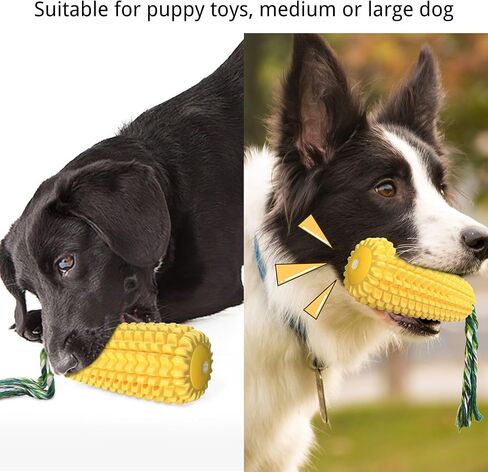 Dog Chew Toys for Aggressive Chewers,Corn Interactive Squeaky Dog Toys for Puppy Medium Breed,Tough Rubber Dental Chew Dog Toys in Kuwait