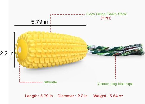 Dog Chew Toys for Aggressive Chewers,Corn Interactive Squeaky Dog Toys for Puppy Medium Breed,Tough Rubber Dental Chew Dog Toys in Kuwait