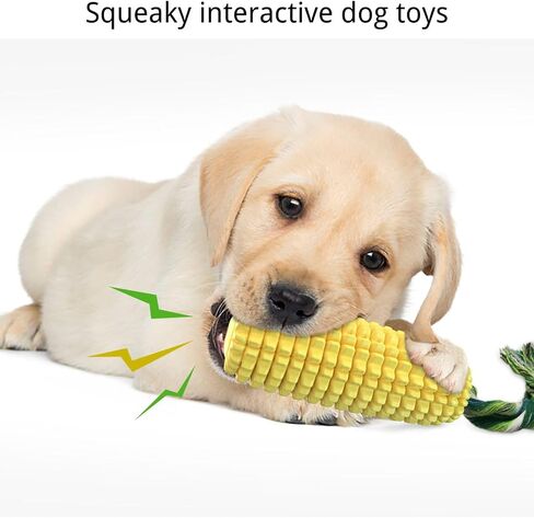 Dog Chew Toys for Aggressive Chewers,Corn Interactive Squeaky Dog Toys for Puppy Medium Breed,Tough Rubber Dental Chew Dog Toys in Kuwait