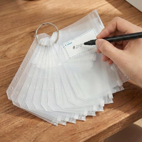100 Pcs Embroidery Floss Storage Bags - A7 Clear Zipper Pouches with Holes, 100 Blank Stickers & 5 Metal Loose Leaf Binder Rings for Thread, Beads & Small Parts Organizing in Kuwait