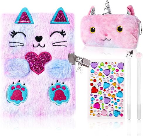 DHQH Cat Diary with Lock Gift for 6 7 8 9 10 11 12 Year Old Girl,Secret Journal Notebook Diary for Kids Christmas Gift Set in Kuwait