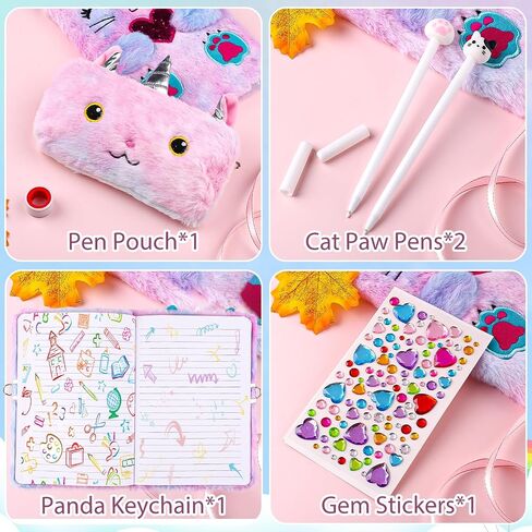 DHQH Cat Diary with Lock Gift for 6 7 8 9 10 11 12 Year Old Girl,Secret Journal Notebook Diary for Kids Christmas Gift Set in Kuwait