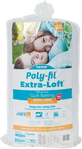 Fairfield Poly-Fil Extra-Loft Quilt Batting, Premium Polyester Batting for Quilting, Ideal for Lap Blankets and King-Sized Projects, Quilting Supplies, 120" X 120" in Kuwait
