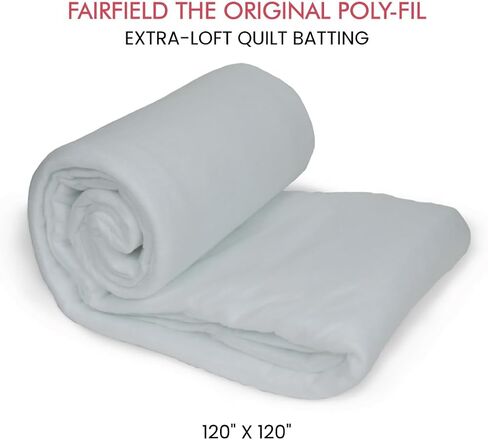 Fairfield Poly-Fil Extra-Loft Quilt Batting, Premium Polyester Batting for Quilting, Ideal for Lap Blankets and King-Sized Projects, Quilting Supplies, 120" X 120" in Kuwait