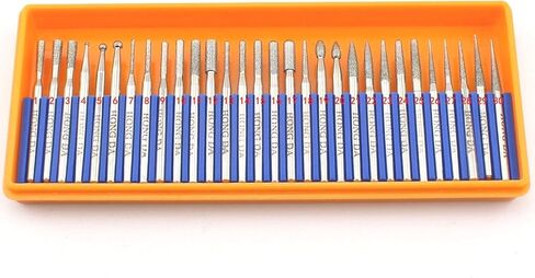 JINGLING Diamond Grinding Head Set Carving Burr Rotary Bits with 1/8" Shank for Dremel Tool Accessories Pack of 30Pcs in Kuwait