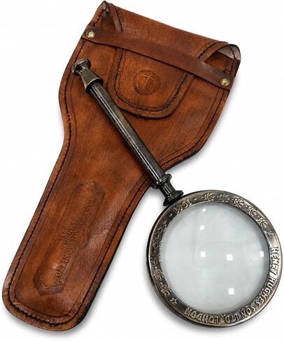 Antique Henry London Marine Handheld Magnifying Glass Astrologers Leather Case Brass Instrument Map or Coin Reading Lens Brown Vintage Magnifier in Kuwait