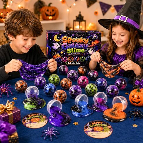 D'ALBA 24 Pack Halloween Galaxy Slime Balls, Party Favors for Kids in Kuwait