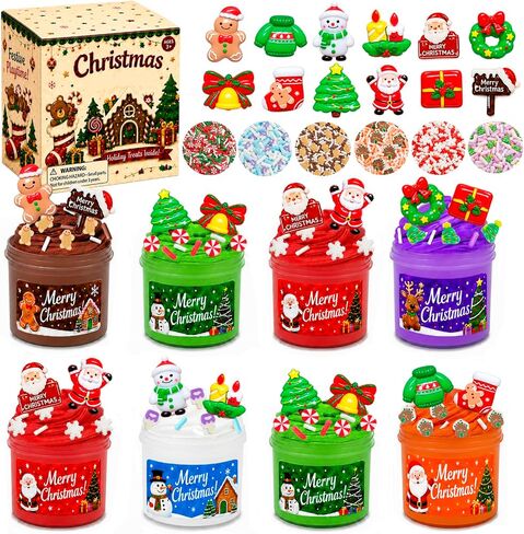 8 Pack Halloween Slime Kit for Kids, Mini Slime Party Favors with Charms in 12 Styles, Non-Candy Trick or Treat Toys, Goodie Bag Stuffers Fillers, Classroom Prizes in Saudi Arabia