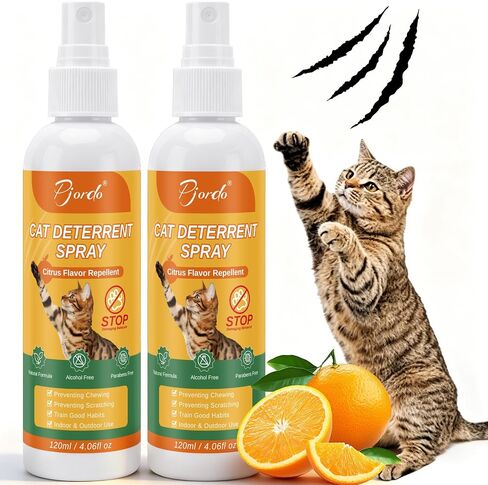 Pjordo 2Pcs Cat Deterrent Spray, Citrus Scent Helps Train Cats Behavior in Kuwait