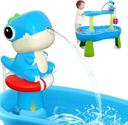 Dinosaur Water Table Pump Continuous Flow – Rechargeable Battery Powered Water Pump for Water Table Accessories – Summer Outdoor Water Play Toys (Blue) in Kuwait