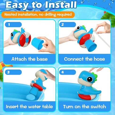 Dinosaur Water Table Pump Continuous Flow – Rechargeable Battery Powered Water Pump for Water Table Accessories – Summer Outdoor Water Play Toys (Blue) in Kuwait